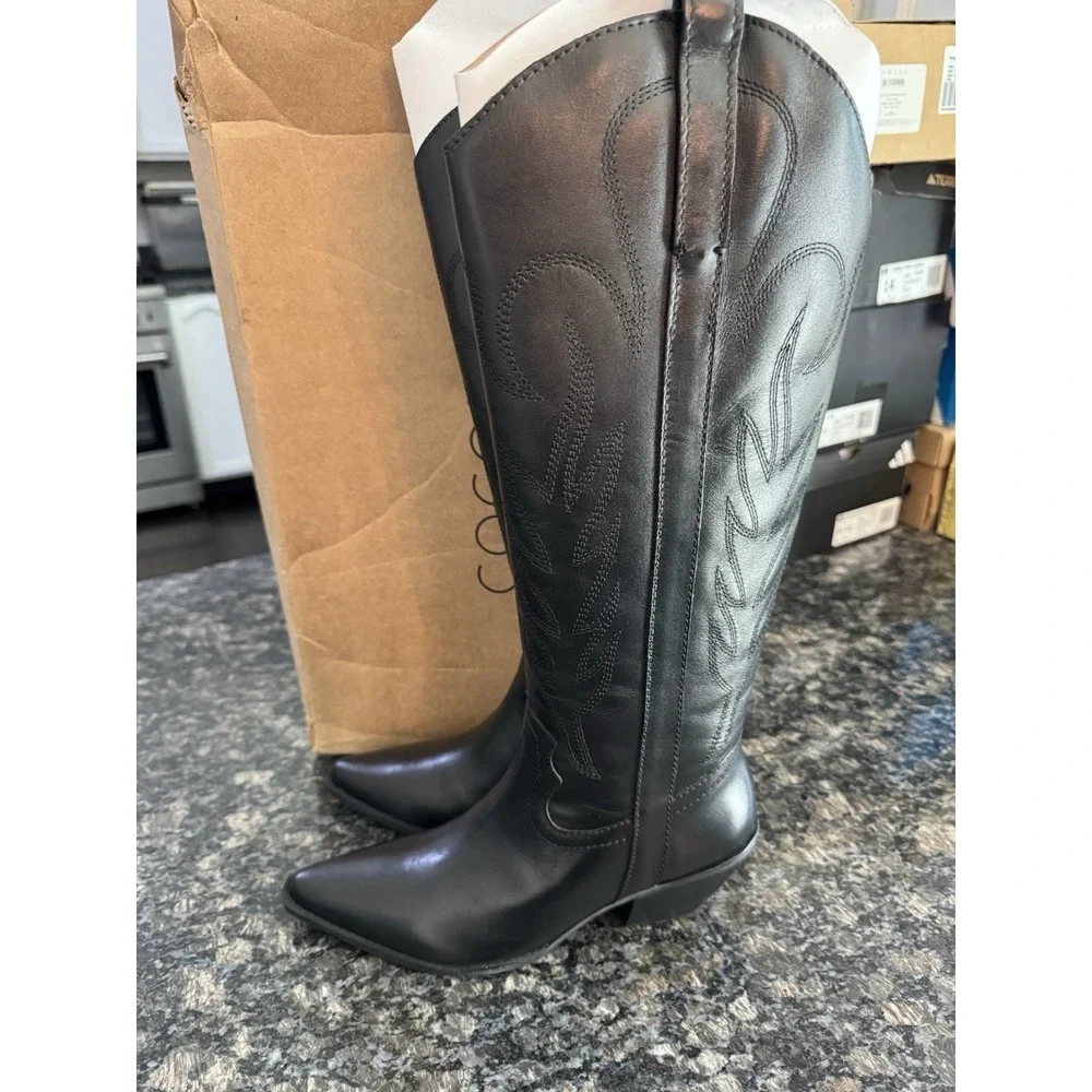 Matisse coconuts‎ Agency Black Cowgirl Boot Black Leather Size 7. NWB